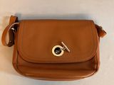 sac à bandoulière en cuir marron « fossil » avec des finitions dorées
