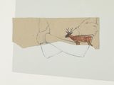 drawing of a deer and a person in a bed with a blanket