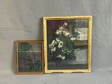 une photo d'une photo représentant un vase de fleurs et une photo d'un vase de marguerites