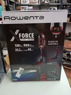 boxed box of a cordless vacuum on a table in a store