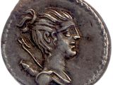 une pièce d'argent portant une tête de femme