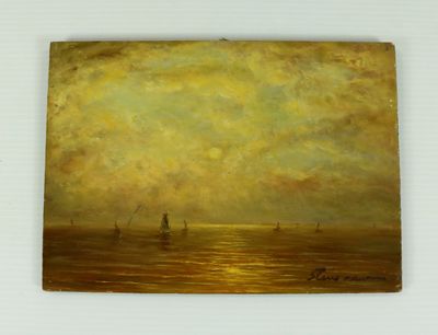 Ecole XXème, Bateaux à voile sur la mer, sbd, 12,5 x 18 cm. - Photo 1