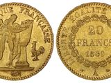 une pièce d'or sur laquelle figure l'image d'un homme tenant un drapeau