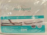 the packaging of a mattress pad is shown on a white surface