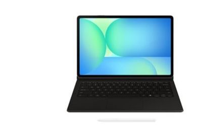 a close up of a laptop computer on a white surface