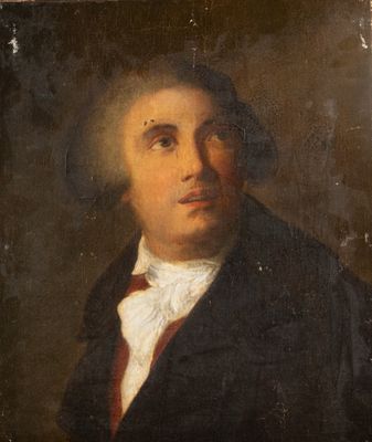 portrait d'un homme en manteau noir et cravate rouge