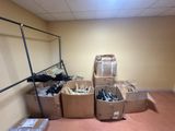 many boxes that are sitting on the floor in the room