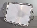 a silver tray that is sitting on a table