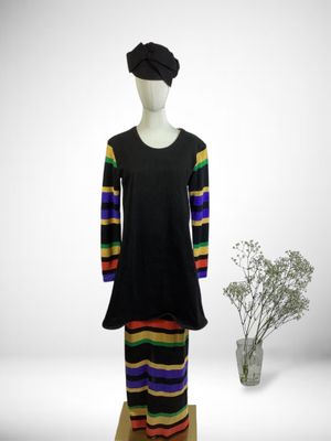 Japon ? « Trompe-l’œil » Ensemble jupe et tunique en coton n…