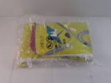 a yellow bag with a picture of a person riding a bike