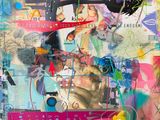 un collage composé de différentes images sur le mur d'un immeuble