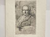 un vieux dessin représentant un homme tenant un verre de vin à la main