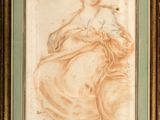 l'image d'un dessin représentant une femme assise sur une chaise