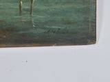 a painting of a man riding a horse in the water