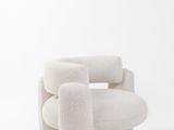 an image of a chair made out of sheep ' s wool on a white background