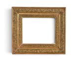 an old gold picture frame on a white background