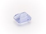 a close up of a blue diamond on a white background