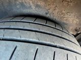 a close up of a tire on the ground