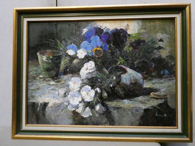 VINCENT - XXe – « Les fleurs » - toile - 50x70 cm