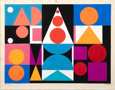 une image représentant une peinture composée de formes géométriques sur fond noir
