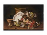 painting of a still life of fruit and vegetables on a table