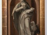 an image of a painting of a woman with a bird in her lap