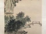 a picture of a painting on a wall of a mountain