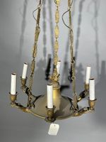 Suspension électrifiée en bronze et tôle doré à six bras de … (photo 2)