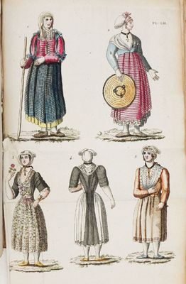 un vieux livre présentant toute une série de vêtements de styles variés