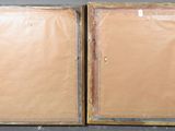 pair of antique wooden picture frames with glass inserts