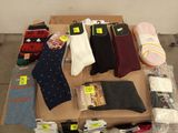 many pairs of socks that are on a box