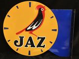 a clock with a bird on it that says jazz