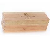 a wooden box with a label on it that says,