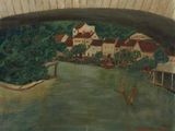 peinture d'un pont au-dessus d'une étendue d'eau