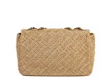 a straw bag with a handle on a white background