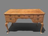 une image d'un bureau en bois avec des tiroirs et des tiroirs dessus