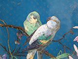 two birds that are sitting on a branch of a tree