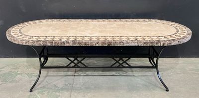 an image of a table with a tile top