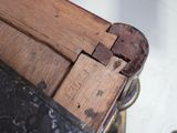 a close up of a piece of wood on a table