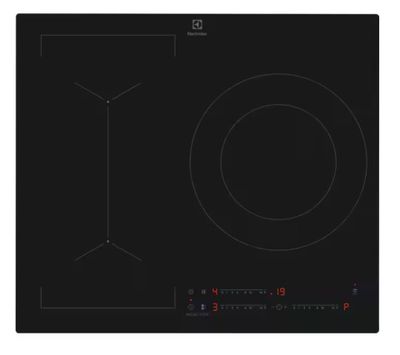 a black induction cooktop with a glass top and two burners