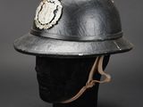 a close up of a helmet on a mannequin head