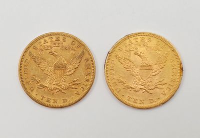 deux pièces d'or, dont l'une représente un grand aigle et l'autre un aigle plus petit
