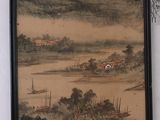 une peinture sur le mur d'une pièce où est représenté un paysage