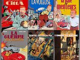 a lot of comics on the covers of the books