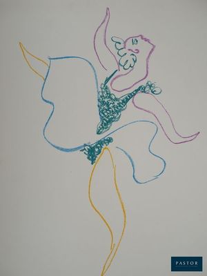 un dessin représentant une femme avec un papillon dans le dos