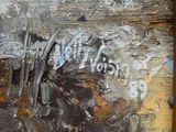 a close up of a piece of wood with graffiti on it