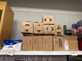 many boxes on a shelf in a store