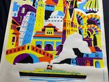 a poster with a picture of a city on it