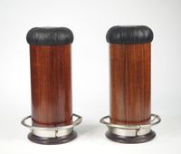 Paire de tabourets cylindriques de style Art Déco, placage d…