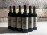 six bouteilles de vin sont alignées sur une table